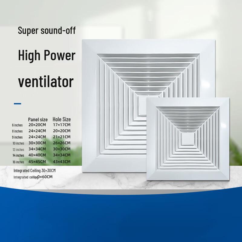 LANGZHIWEN Wall-Mounted Kitchen & Bathroom Exhaust Fan 9 inch (21x21cm)