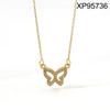 Gold Heart & Butterfly Pendant Necklace - Women's Versatile Titanium Steel Charm Chain