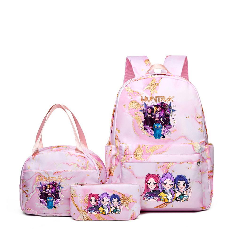 Kpop Witch Hunter Backpack Lunch Bag Pencil Case Set Student Animation Fashion School Bag Pencil Case Lunch Bag