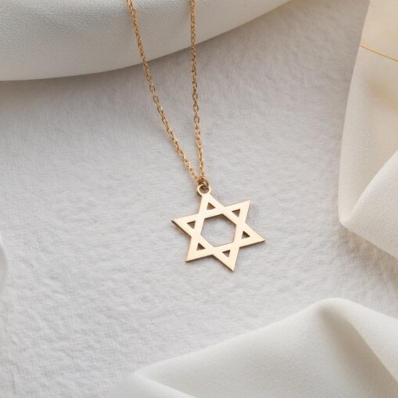 Trendy Star of David Pendant Necklace for Women Stainless Steel Jewish Symbols Necklace Men's Religious Amulet Jewelry Gifts