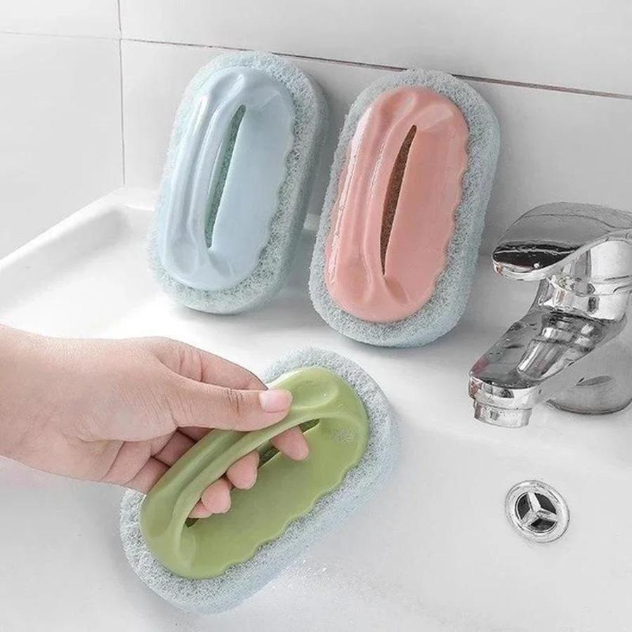 1 Pcs Household Soft Sponge Brush With Handle Magic Sponge Eraser Multifunctional Cleaner For Bathroom Kitchen Cleaning Tools