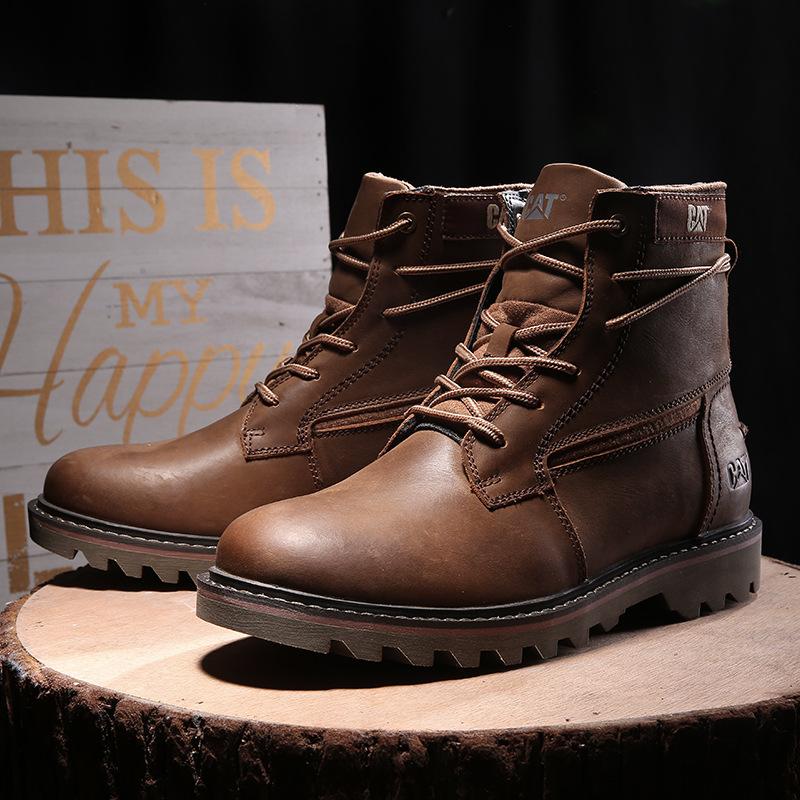 

High Top Martin Boots Men S Top Cowhide Outdoor Safety Steel Head Labor Shoes 46 темно-коричневого кольору