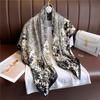 Women's Retro Twill Silk Scarf - 90cm Versatile Shawl for Travel & Sun Protection