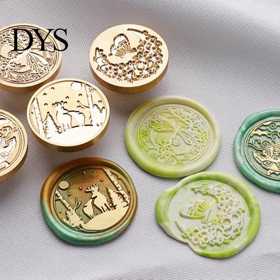 Metal Seal Heads for Scrapbooking Wax Sealing Copper Stamp Head, with Detailed Relief Texture, Round DIY Crafting Shaped Durable Brass Wedding