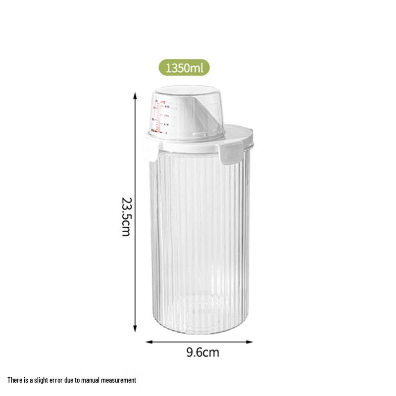 Laundry Detergent Storage Jar with Measuring Cup - Sealed, Thickened, Transparent, Large Opening