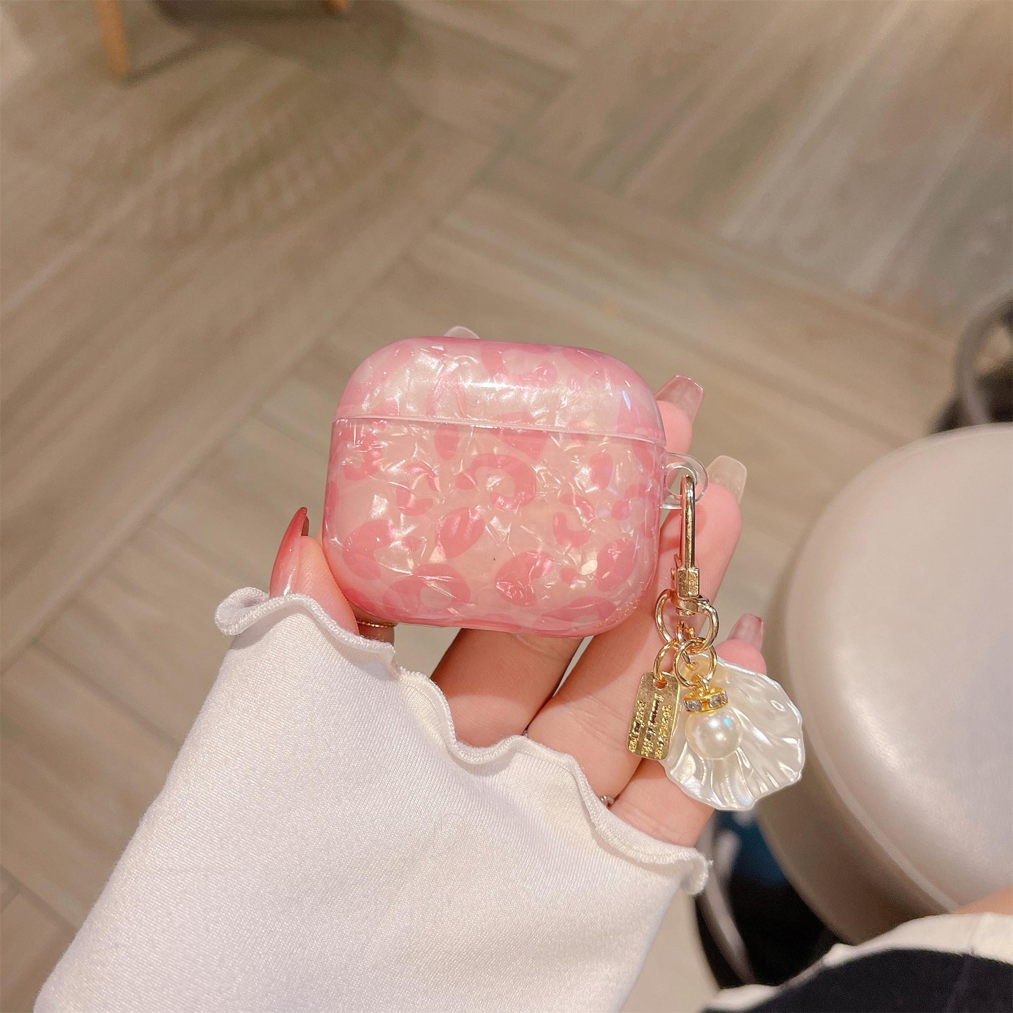 

Чохол для навушників AirPods 4 із візерунком ТПУ з підвіскою-оболонкою Pink