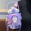 Water Bottle with Straw for Kids Plastic 820ml Heat Resistant Portable Cute Cartoon Sports Water