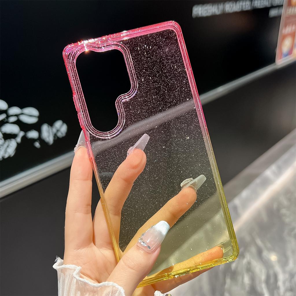 Für Samsung Galaxy S25 Ultra Hülle Transparent Glitzer Zweifarbig PC+TPU Handyhülle