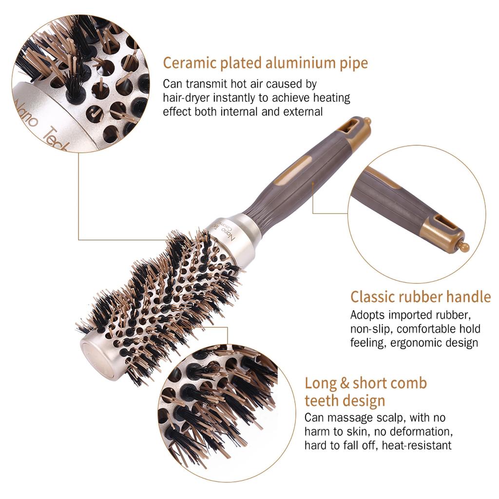 Anti Static Nano Technology Ceramic Ionic Hair Styling Comb with Retractable Separating Pin