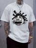 T-shirt Graphique Visage Souriant Décontracté - Col Rond