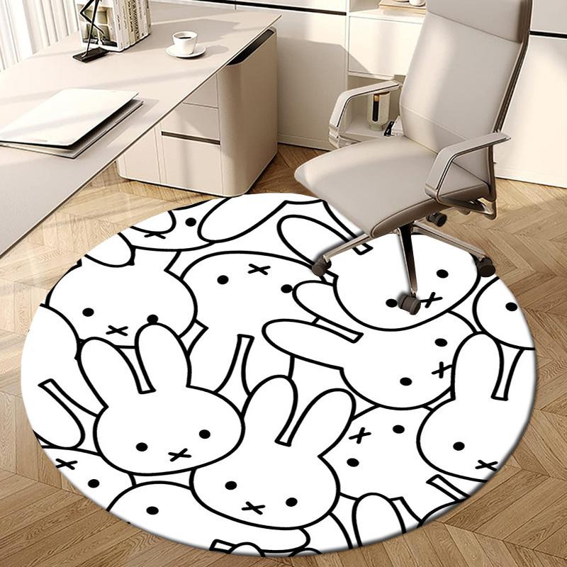 1pc Bunny Pattern Coloring Page Round Carpet, Made of Polyester,Perfect for Decorating Office Chairs, Living Rooms, A Vibrant Decorative Rug