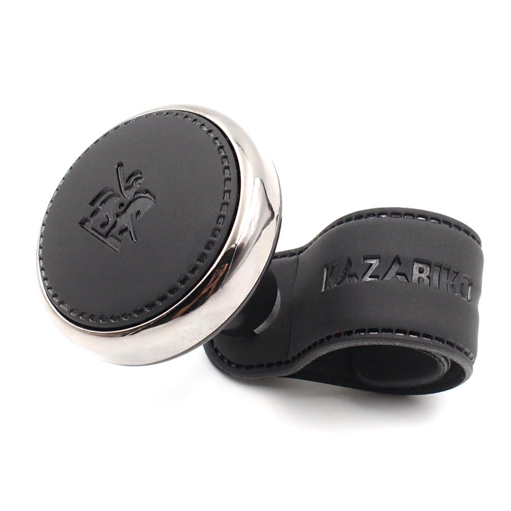 

KAZARIKO Steering Wheel Spinner Steering Knob Leather Material Bearing Structure for Trucks, Cars, Mini Vehicles (BLACK) чёрный