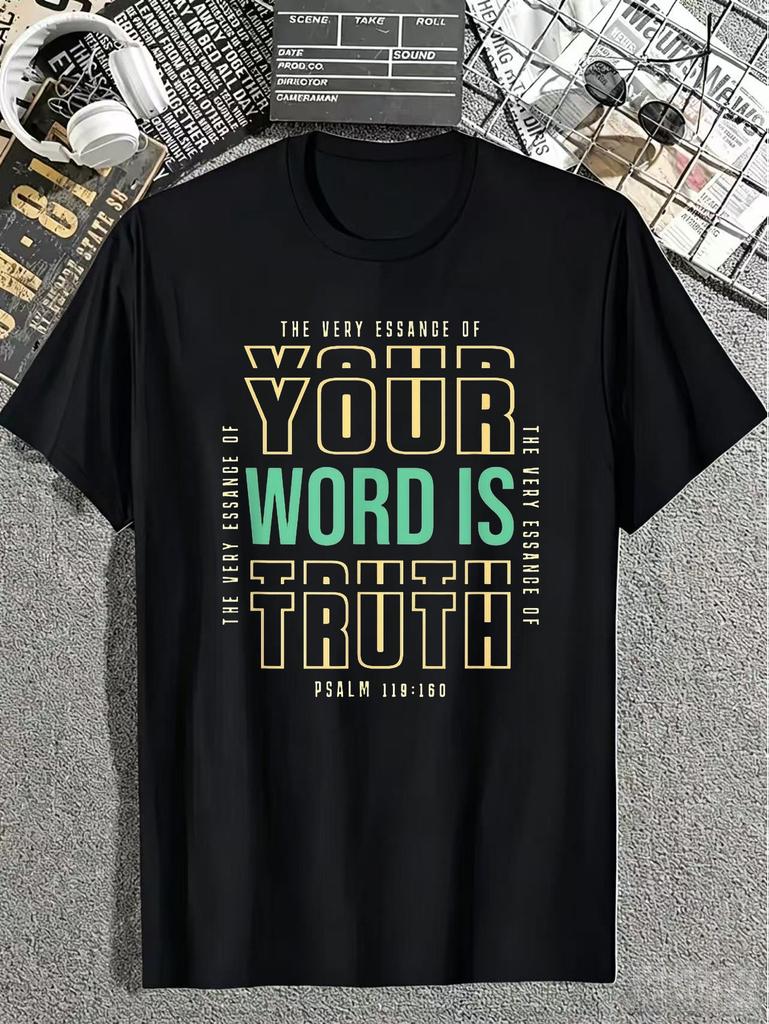 Men'S T-Shirt Religious Style Psalm 119 160 Verse Print The Very Essence of Your Word Is Truth Graph
