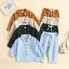Fashion Toddler Boys' Linen Cotton 2-Piece Outfit Long Sleeve Shirt & Pants Set