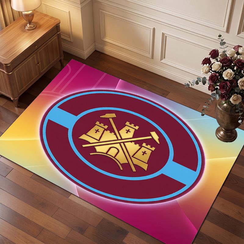 West Ham United Voetbal Print Kristal Fluweel Tapijt, Comfortabel Waterabsorberend Antislip Binnen Vloerkleed