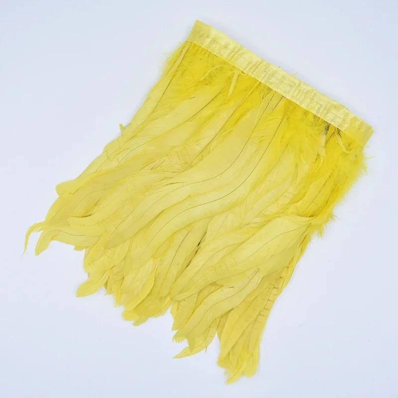 2Meters Rooster Feathers on Tape Trim Tassel Fringe Ribbon White Black Cock Pheasant Chicken Feather Costume Clothing Decoration