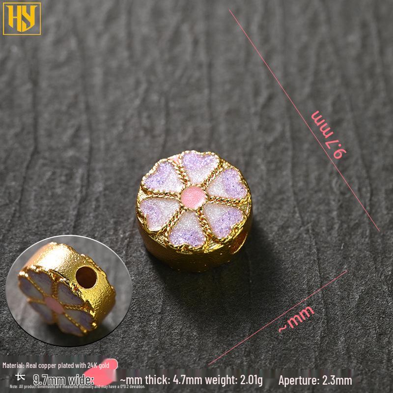 Gold-Plated Copper Cherry Blossom Spacer Beads for DIY Jewelry