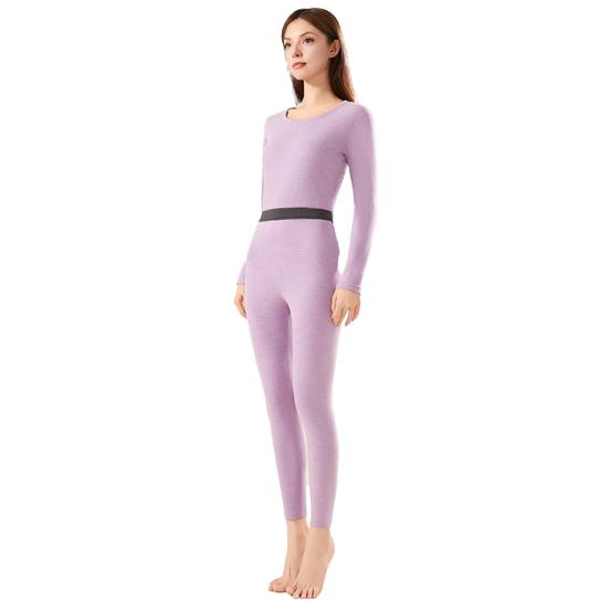 Womens Fleece Lined Base Layer Set Long Johns Top And Bottom Cold Weather Thermal Underwear Soft Pajama Set