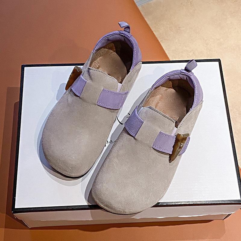 Ugly Cute Japanese Retro Color Matching Birkenstocks Women's 2025 New Flat-soled One-pedal Soft-soled Soft-faced Comfortable Single Shoes
