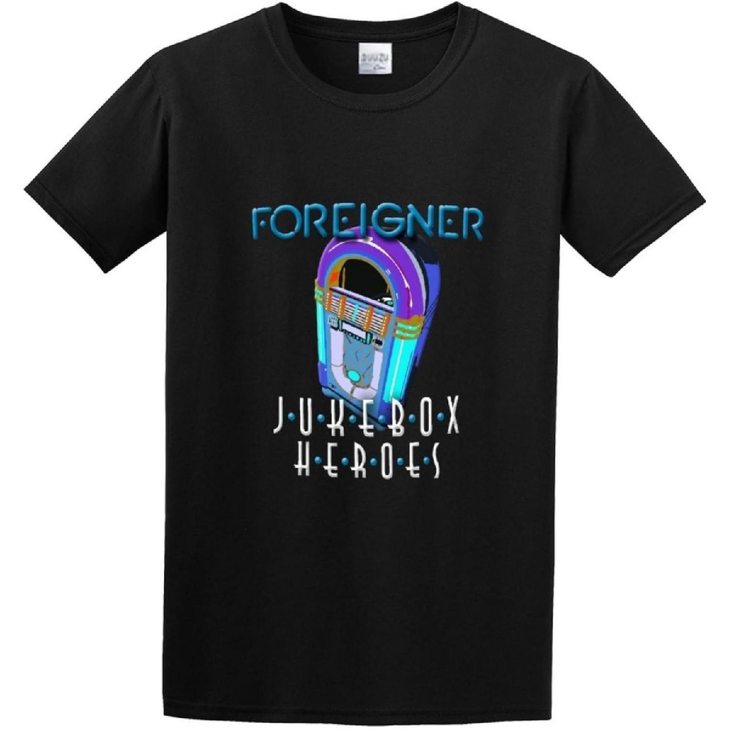 BAOXIANFU Foreigner Juke Box Heroes CottonVintage T Shirt Short Sleeve Funny Top Black XXXXXL разноцветный