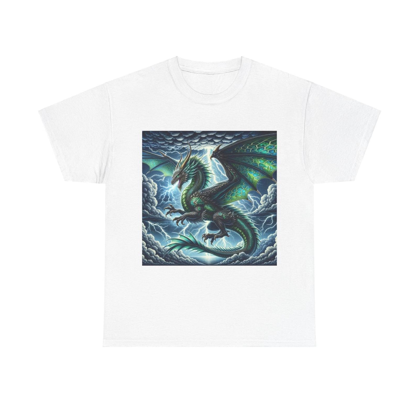 Unisex Adult T Shirt Dragon Art Thunderstorm Fantasy Illustration 4XL