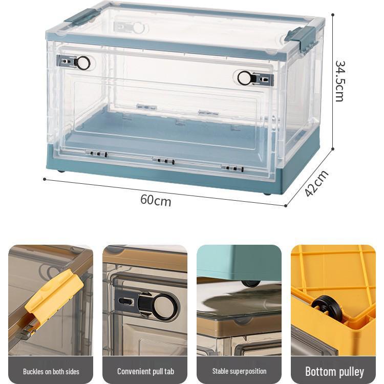 Large Outdoor Portable Transparent Foldable Storage Box for Clothes, Toys, Snacks, Books - Dustproof and Ideal for Home Use.