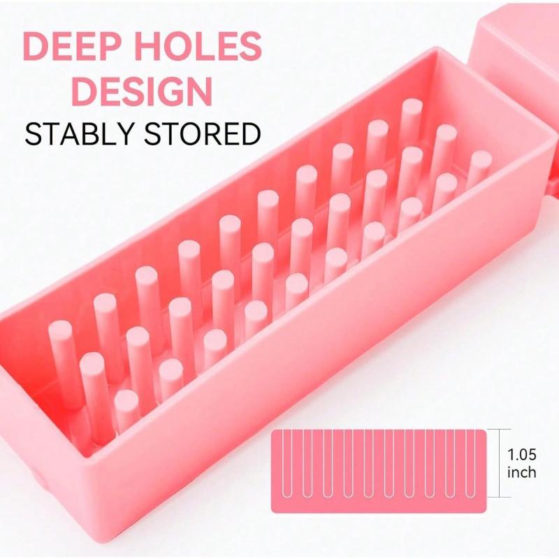 30-Hole Nail Drill Bit Holder Dustproof Nail Salon Organizer With Storage Display Box Manicure Tool Case Drill Bits Not Included