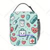 Cute Medical Print Lunch Box Reusable Oxford Bento Tote Bag Portable Thermal Lunch Bag for Adults Kids Work School Picnic