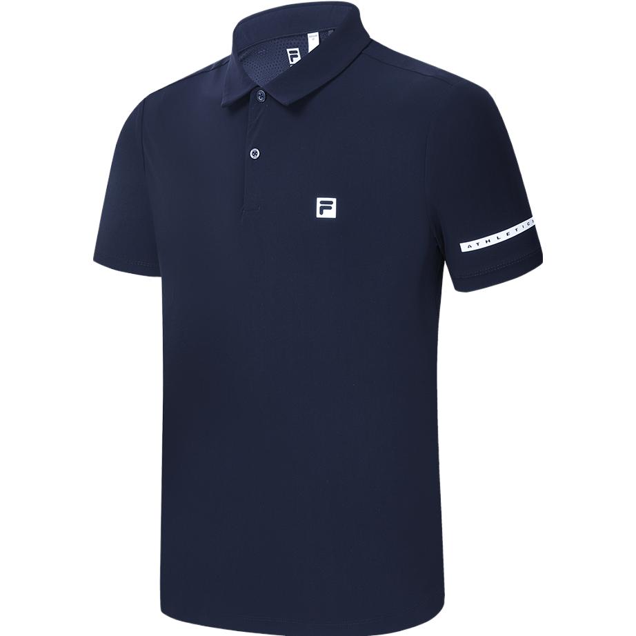 Fila Simple Sports Solid Color Letter Polo Shirt Men Tops Royal-Blue A11M331108FNV