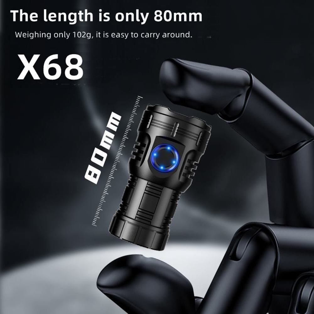 8xLed Palm High Bright Flashlight Usb Charging Portable Red Flash Light Torch Outdoor Pocket Hiking Magnet Work Car Repair 26350