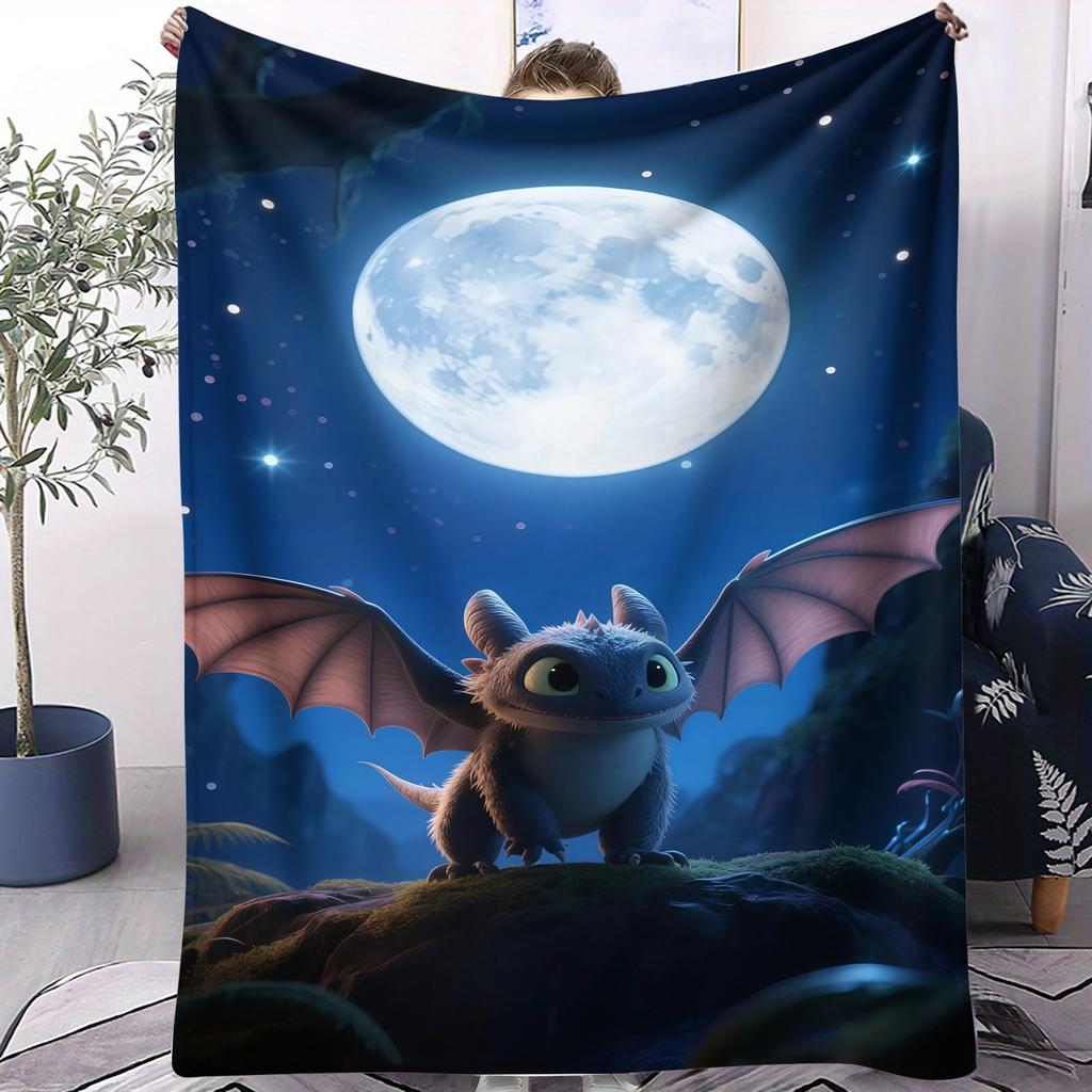 Outside the Viking Village Toothless Print Pattern Flannel Blanket Soft Multifunctional Decortive Universal Throw Blankets Gift