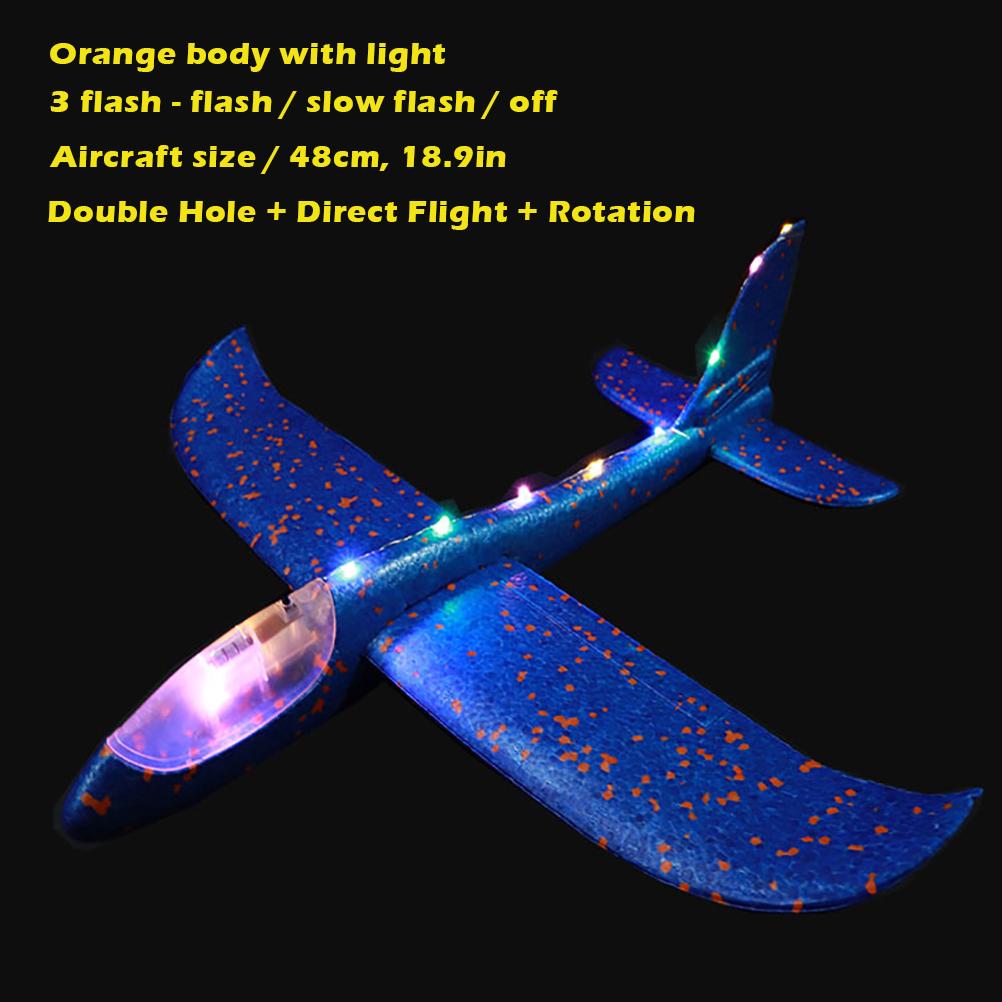 LED Light Up Glider Airplane Model Toy Manual Throwing Foam Glider Plane with Dual Flight Modes