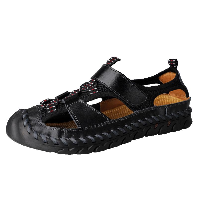 Sommersandalen aus Leder für den Außenbereich, für Herren, Strandschuhe, luxuriöse, atmungsaktive Freizeitsandalen für Herren, Watschuhe, rutschfeste Komfort-Hausschuhe