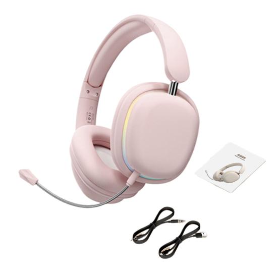 Wireless Headphones with RGB Lighting Lightweight Design Universal Foldable Bluetooth-compatible Gaming Earphones with Mic