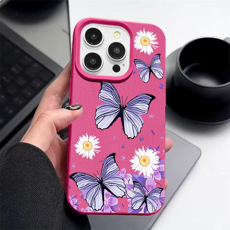 Cartoon Butterfly Flower Case For iPhone 16 Pro Max 15 14 13 12 11 Shockproof Slim Soft Silicone Case Cover