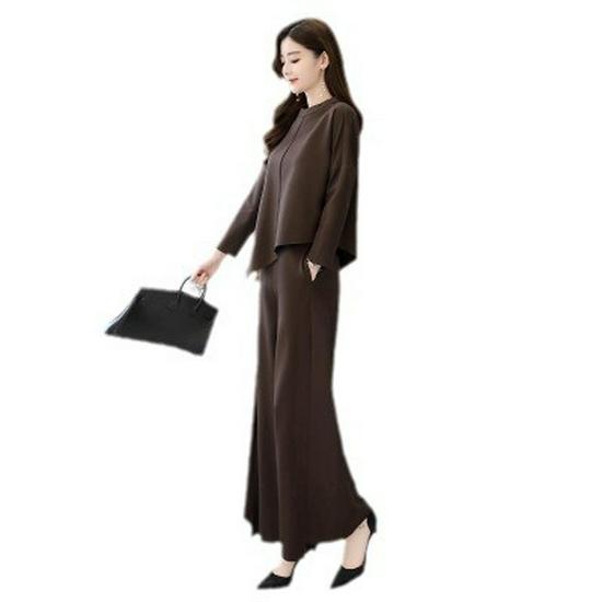 Elegant Wide-Leg Pants and Blazer Set - Slimming and Stylish for Mature Women In Spring and Autumn