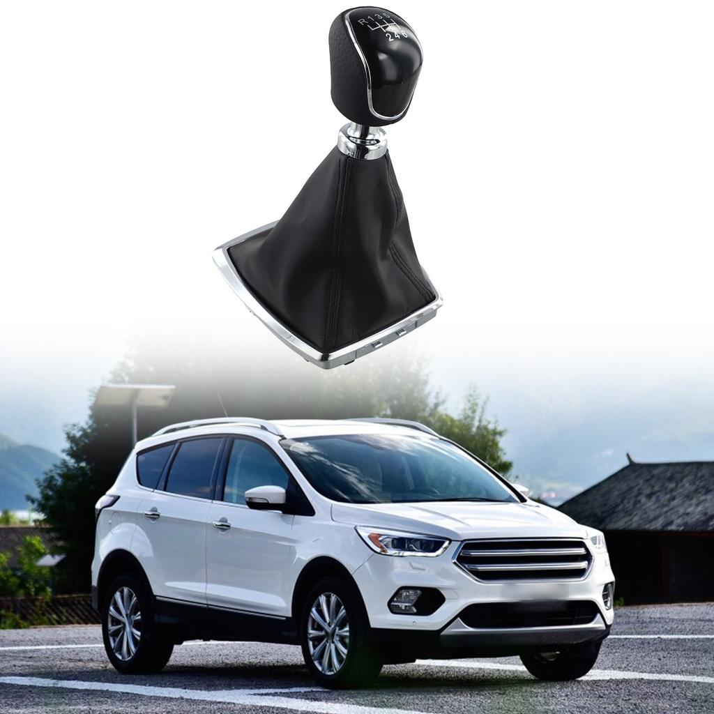 6 Speed Gear Shift Knob and Gaiter Set with Chrome Frame Compatible with For Ford For Kuga C MAX for Enhanced Look