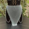 Edgy Chainmail Body Armor Set Silver Statement Top  Skirt for Festival, Cosplay And Layered Fashion
