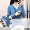 Pullover mit V-Ausschnitt für Damen, schmale Passform, kurzes Oberteil, Pull-Pullover, Strickpullover, solide Langarm-Damen, Frühling und Herbst