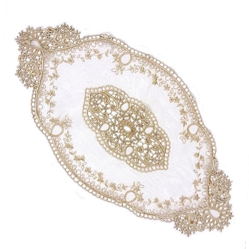 

Кружевная салфетка, Вышитая декоративная салфетка, Вышивка цветка на сетчатой основе, Кружевная ткань во французском стиле, Реквизит для съемки 53*28CM кофейный