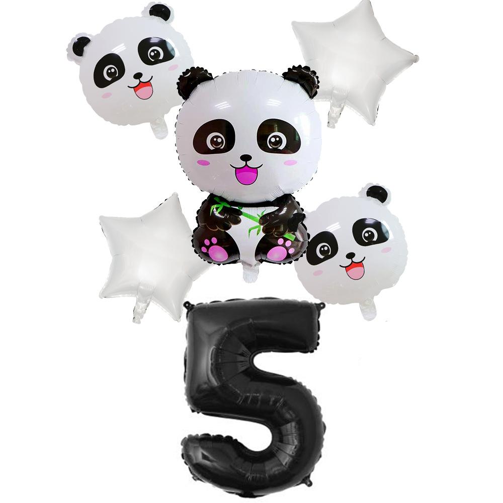 Xiaohongshu Panda Balloon Cute Panda 1-10 Birthday Party Decoration Arrangement Aluminum Film Balloon
