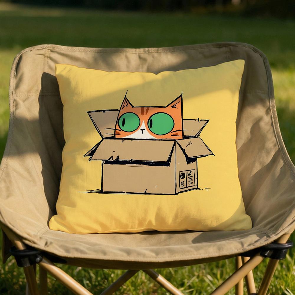 Chubby Cute Orange Cat Cushion Cover Soft Reversible Durable Pillow Cover MultiScene Use for Home Car Daily Comfort