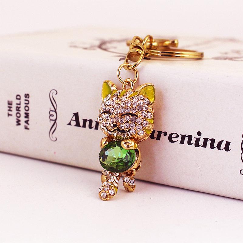 

Lucky Cat Rhinestone Keychain – Cute Kitten Pendant Bag Accessory for Women, Small Gift 5.4*2.4