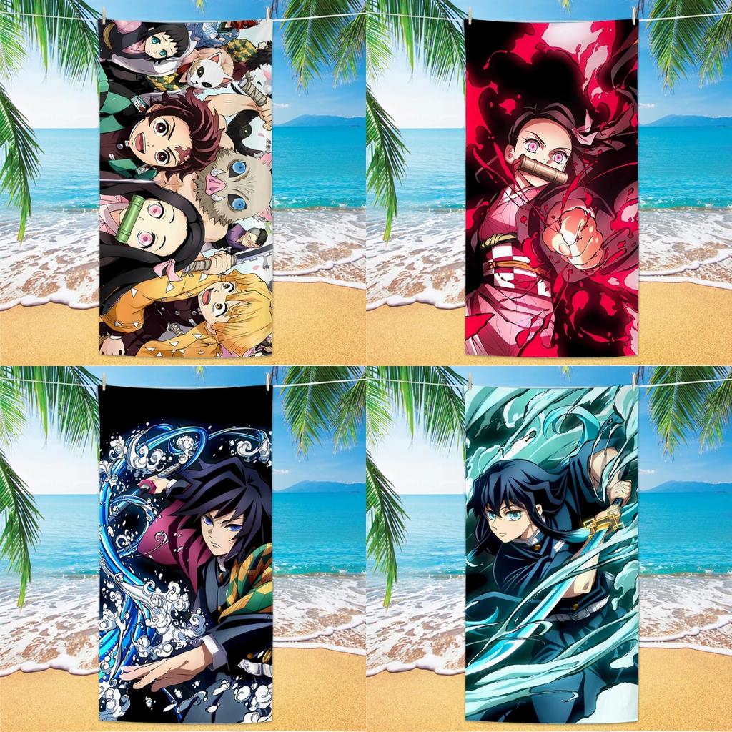 D-Demon Slayer Beach Towels Personalized Bath Towels Pool Vacation Gift Picnic Towel Quick-Drying Party Gifts Children's Day