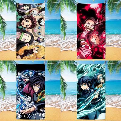D-Demon Slayer Serviettes de Plage Serviettes de Bain Personnalisées Cadeau Vacances Piscine Serviette de Pique-nique Séchage Rapide Cadeaux de Fête Journée des Enfants