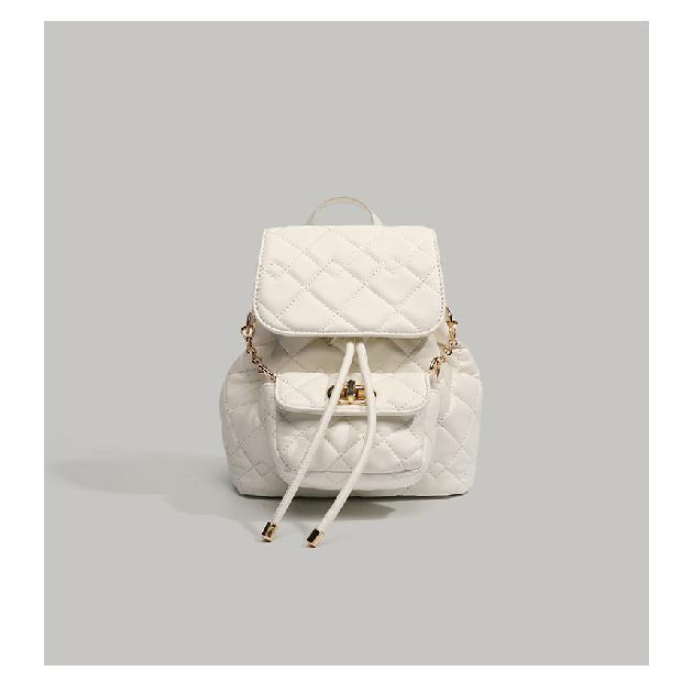 New model-style quilted small backpack, fashionable everyday small backpack with a high-end feel белый