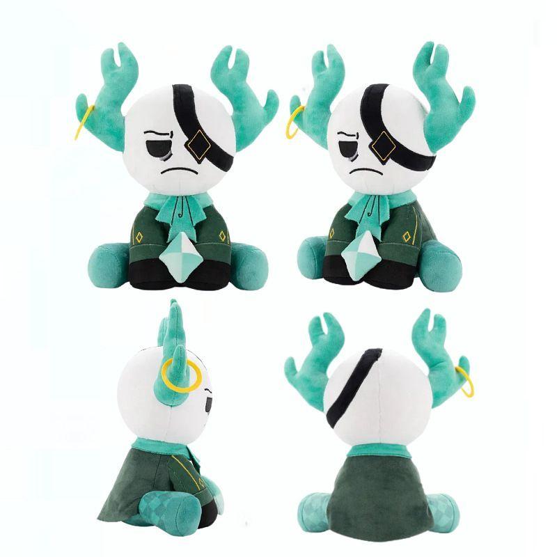 Medkit Plushie Game Character Stuffed Doll White Skull Green Antler Design Soft Sitting Plush Toy Cute Cartoon Ornament Collectible Gift For Game Fans