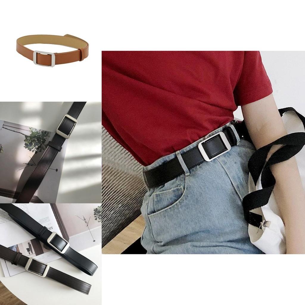 Chic Black Pu Belt For Women Stylish Retro Simple Design Versatile Fashion Accessory