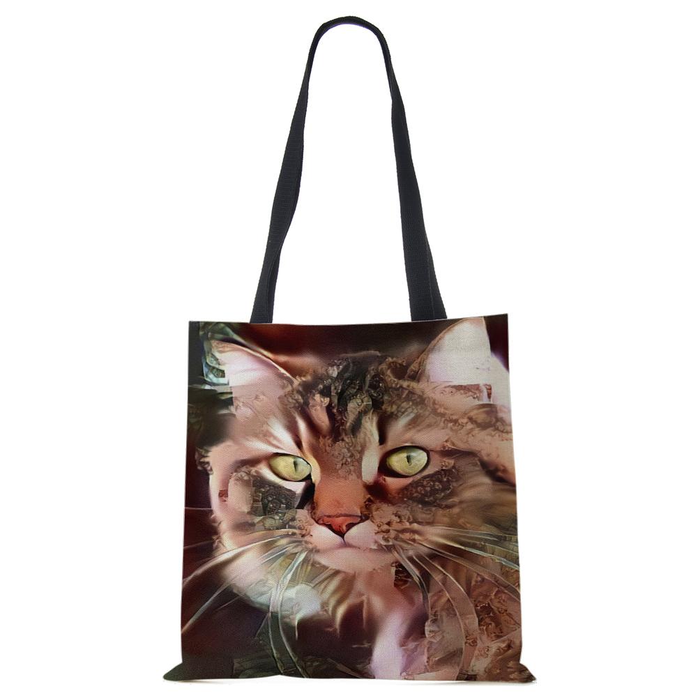 Spaudinys ant drobės nešiojamas ant peties krepšio leopardo pelėda, daugkartinio naudojimo laisvalaikio pirkėjo rankinė 2022 m. Moterų kelionių mokyklos sulankstomi paplūdimio krepšiai