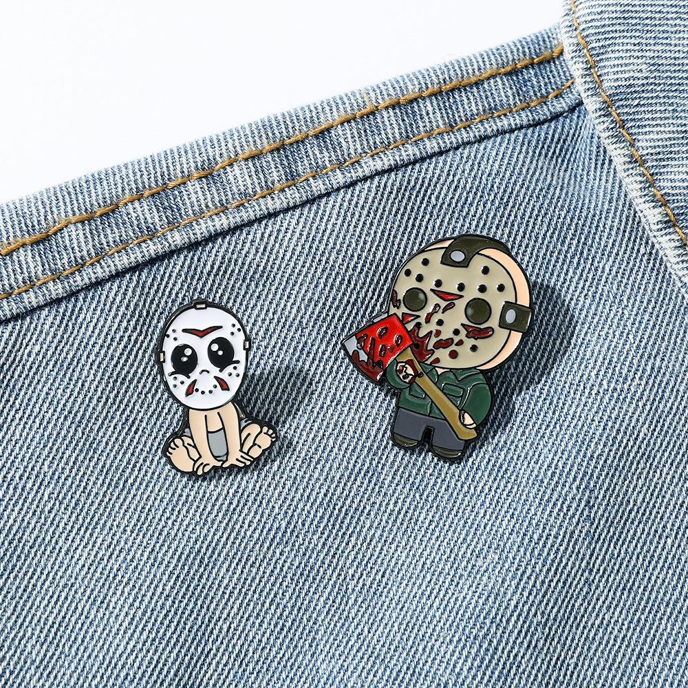 Cartoon Halloween Brooch Horror Movie Friday The 13th Jason Metal Oil Drop Badge Accessories Pin Xz3030xz3011-8